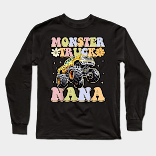 Monster Truck Nana Groovy Truck Lover Mom Matching Family Long Sleeve T-Shirt